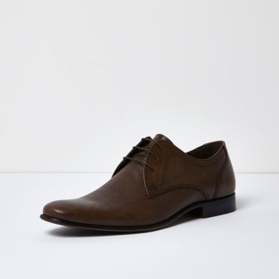Dark brown embossed leather formal shoes